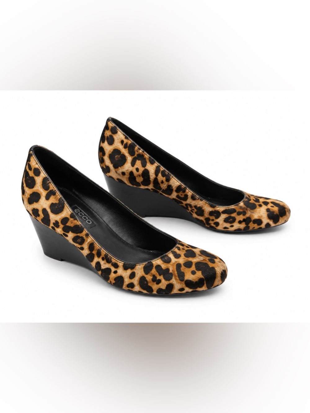 ECCO Leopard Print Calf Hair Wedge Pumps – EU 40